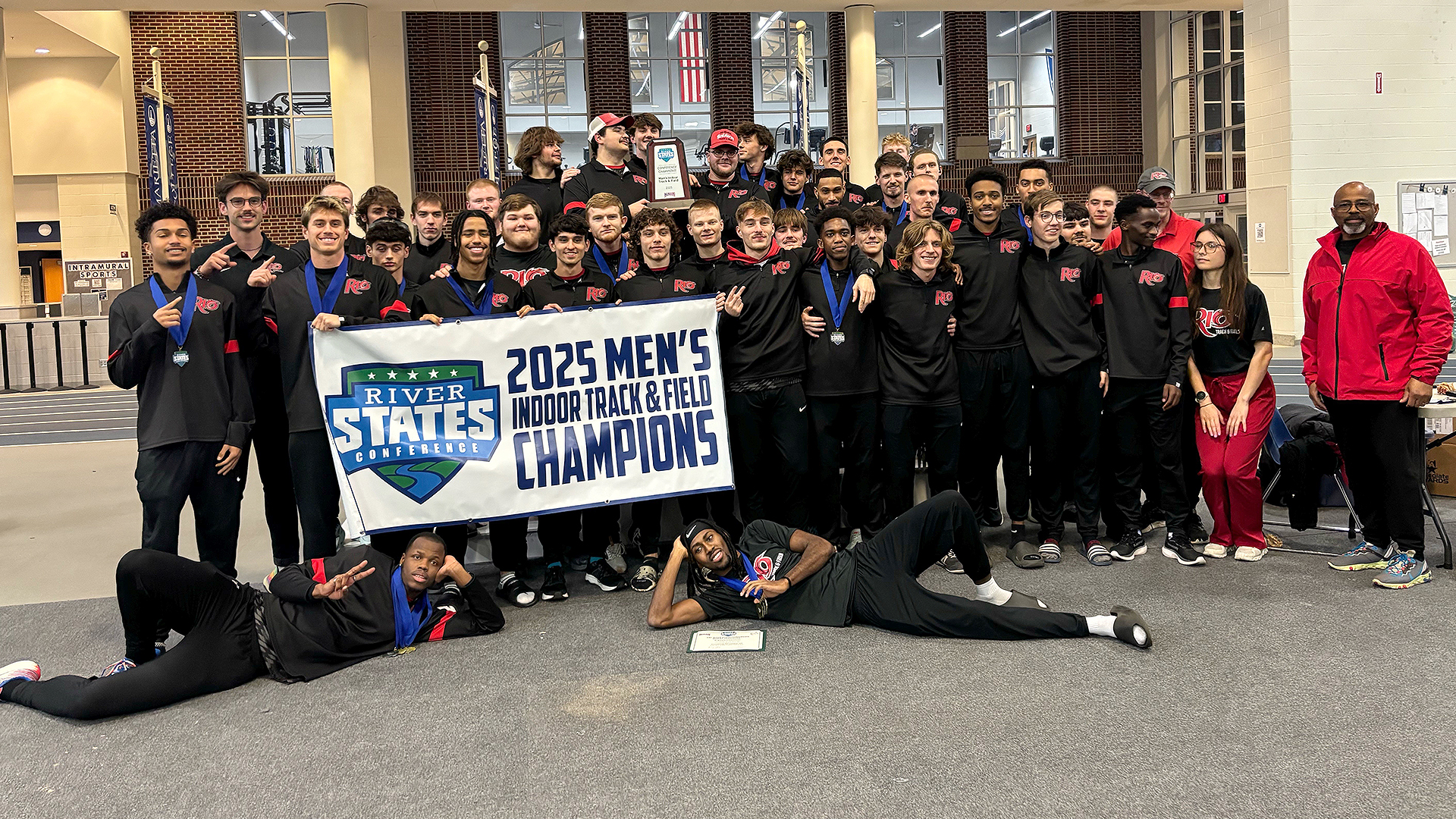 Rio Grande easily captured the River States Conference Men's Indoor Track and Field Championship on Saturday in Marietta, Ohio.