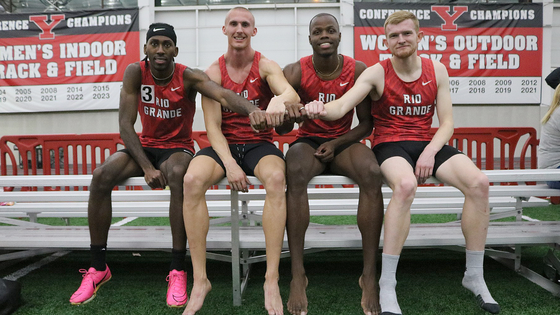 Rio Grande's 4x400 relay team - which included the quartet of Troy Mason, Spencer Davis, Chase McClay and Travon Houston - set a new school record and hit the "B" qualifying standard for the upcoming NAIA national championship during Friday's YSU Collegiate Invitational in Youngstown, Ohio.