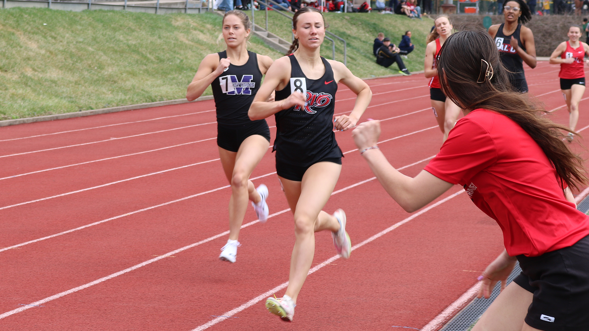 Rio Grande's Laura Hamm runs to a second place finish in the women's 800-meter run during Saturday's Carnegie Mellon Invitational in Pittsburgh, Pa.